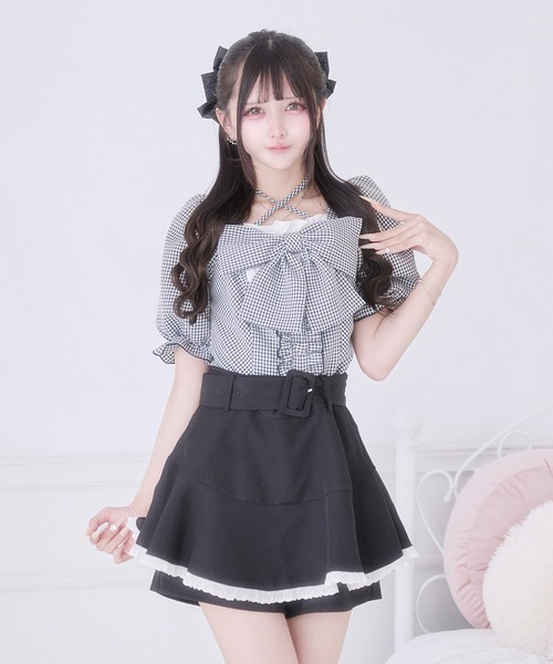 Pal elfy（パルエルフィー）の「ぷっくりリボンハートボタントップス（シャツ/ブラウス・レディース・ブラック系その他/ピンク/ブラック・フリー）」の12枚目の写真