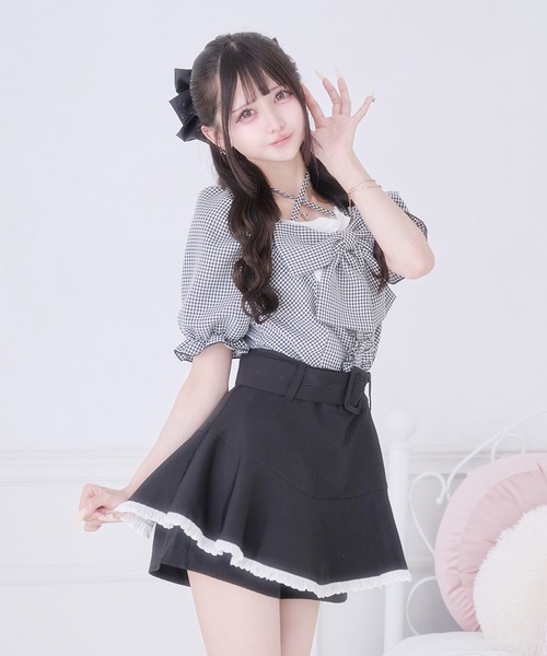 Pal elfy（パルエルフィー）の「ぷっくりリボンハートボタントップス（シャツ/ブラウス・レディース・ブラック系その他/ピンク/ブラック・フリー）」の13枚目の写真