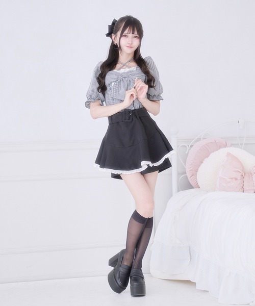 Pal elfy（パルエルフィー）の「ぷっくりリボンハートボタントップス（シャツ/ブラウス・レディース・ブラック系その他/ピンク/ブラック・フリー）」の16枚目の写真