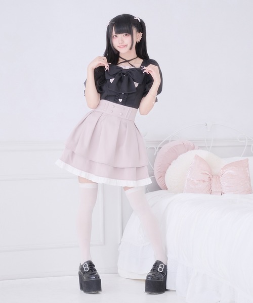 Pal elfy（パルエルフィー）の「ぷっくりリボンハートボタントップス（シャツ/ブラウス・レディース・ブラック系その他/ピンク/ブラック・フリー）」の10枚目の写真