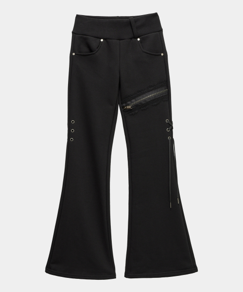 ETRE AU SOMMET(エトレオソメ)の「Lace Zipper Layer Bootcut Pants (Black)(その他パンツ・レディース・ブラック・FREE)」の9枚目の写真