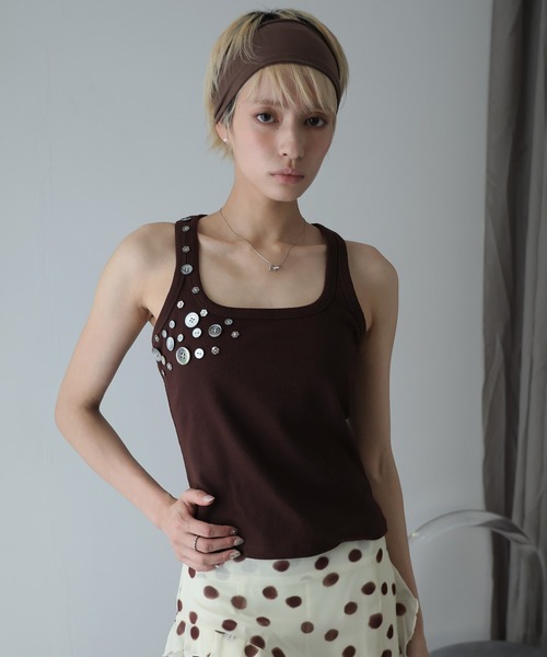 Ulysses（ユリシス）の「ボタンデザインタンクトップ（タンクトップ・レディース・ブラウン/ホワイト・M/L）」の17枚目の写真