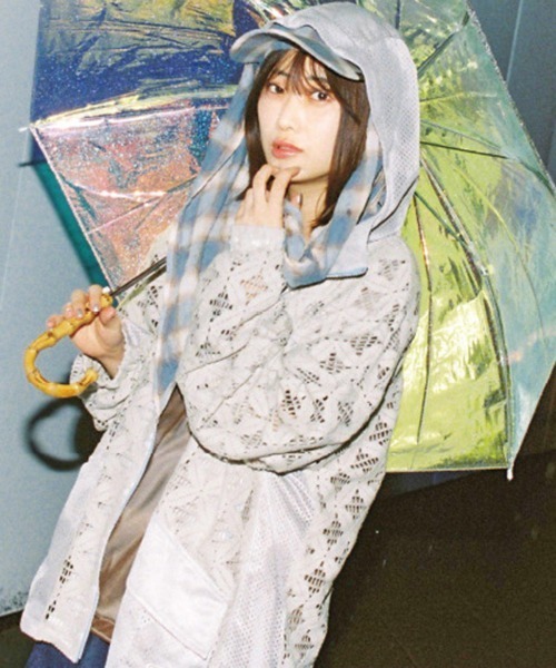 EFFECTEN(エフェクテン)の「mpa4146-Flower mesh zip hoodie ジップパーカー(efdig-19)(パーカー・メンズ・グレー/ブラック・ONE SIZE)」の1枚目の写真