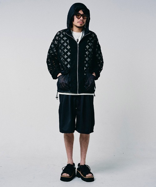 EFFECTEN(エフェクテン)の「mpa4146-Flower mesh zip hoodie ジップパーカー(efdig-19)(パーカー・メンズ・グレー/ブラック・ONE SIZE)」の21枚目の写真