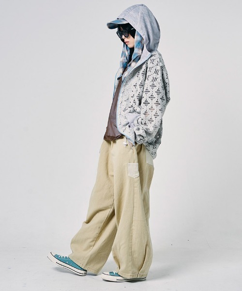 EFFECTEN(エフェクテン)の「mpa4146-Flower mesh zip hoodie ジップパーカー(efdig-19)(パーカー・メンズ・グレー/ブラック・ONE SIZE)」の15枚目の写真