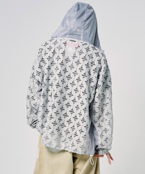 EFFECTEN(エフェクテン)の「mpa4146-Flower mesh zip hoodie ジップパーカー(efdig-19)(パーカー・メンズ・グレー/ブラック・ONE SIZE)」の14枚目の写真