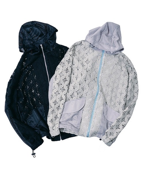 EFFECTEN(エフェクテン)の「mpa4146-Flower mesh zip hoodie ジップパーカー(efdig-19)(パーカー・メンズ・グレー/ブラック・ONE SIZE)」の12枚目の写真