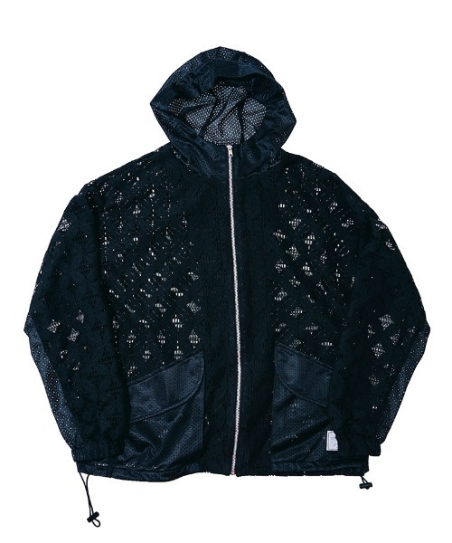 EFFECTEN(エフェクテン)の「mpa4146-Flower mesh zip hoodie ジップパーカー(efdig-19)(パーカー・メンズ・グレー/ブラック・ONE SIZE)」の11枚目の写真