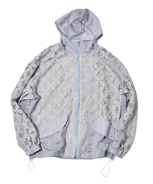 EFFECTEN(エフェクテン)の「mpa4146-Flower mesh zip hoodie ジップパーカー(efdig-19)(パーカー・メンズ・グレー/ブラック・ONE SIZE)」の9枚目の写真