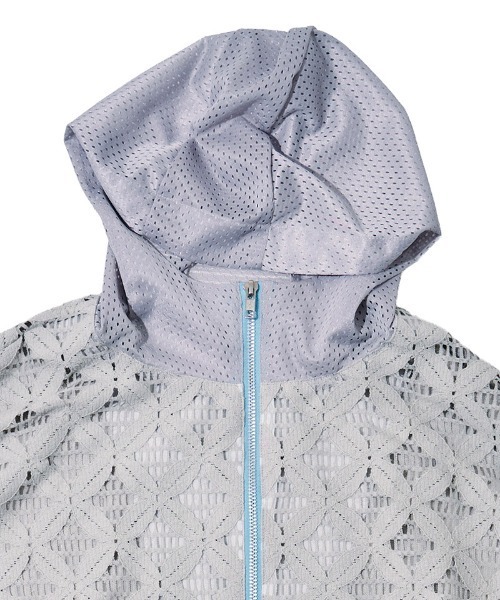 EFFECTEN(エフェクテン)の「mpa4146-Flower mesh zip hoodie ジップパーカー(efdig-19)(パーカー・メンズ・グレー/ブラック・ONE SIZE)」の7枚目の写真