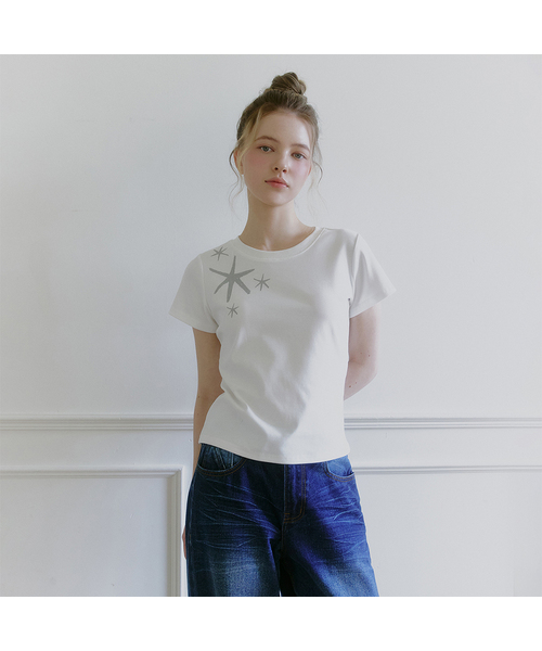 MICANE(ミケーネ)の「キレイハーフスリーブT(Tシャツ/カットソー・レディース・アイボリー・SMALL/MEDIUM/LARGE/X-LARGE)」の1枚目の写真