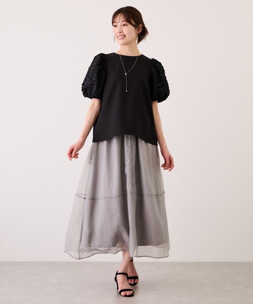 Jayro(ジャイロ)の「チュールスリーブブラウス(シャツ/ブラウス・レディース・ホワイト系その他/ブラック・M)」の7枚目の写真