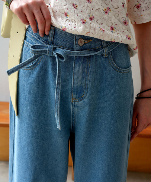 PIGMENT（ピグメント）の「リボンベルト8部デニムパンツ (CCDP260201)（デニムパンツ・レディース・ライトブルー/ブルー・SMALL/MEDIUM/LARGE）」の3枚目の写真