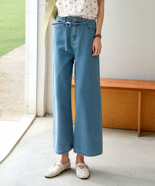 PIGMENT（ピグメント）の「リボンベルト8部デニムパンツ (CCDP260201)（デニムパンツ・レディース・ライトブルー/ブルー・SMALL/MEDIUM/LARGE）」の4枚目の写真