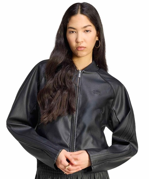 adidas(アディダス)の「adidas PLEATHER SST TRACKTOP / アディダス プレザー SST トラックトップ(ブルゾン・レディース・ブラック・S/M/L)」の1枚目の写真
