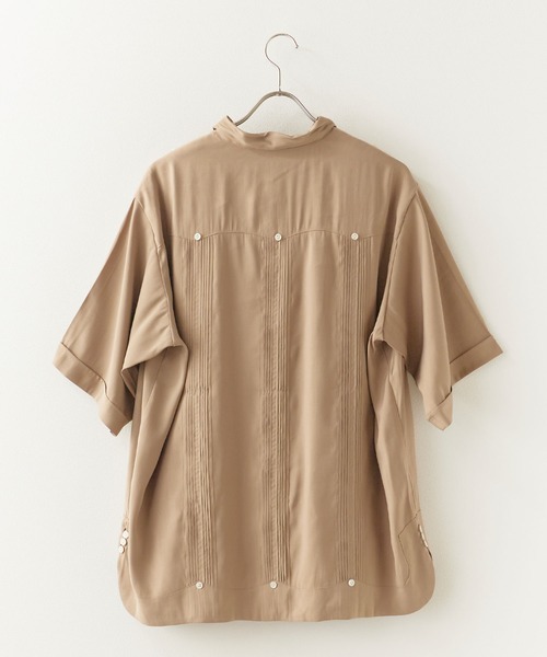 DAN RIVER（ダンリバー ）の「DAN RIVER/ダンリバー CUBA SHIRT キューバシャツ 半袖 ポケットデザイン ピンタック とろみシャツ メンズ 速乾 防シワ イージーケア 秋 秋服 2026年秋冬（シャツ/ブラウス・メンズ・ブラック/カーキ・M/L）」の4枚目の写真