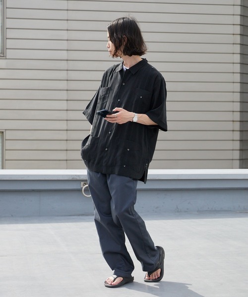 DAN RIVER（ダンリバー ）の「DAN RIVER/ダンリバー CUBA SHIRT キューバシャツ 半袖 ポケットデザイン ピンタック とろみシャツ メンズ 速乾 防シワ イージーケア 秋 秋服 2026年秋冬（シャツ/ブラウス・メンズ・ブラック/カーキ・M/L）」の17枚目の写真