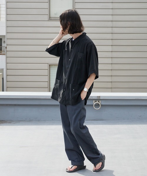 DAN RIVER（ダンリバー ）の「DAN RIVER/ダンリバー CUBA SHIRT キューバシャツ 半袖 ポケットデザイン ピンタック とろみシャツ メンズ 速乾 防シワ イージーケア 秋 秋服 2026年秋冬（シャツ/ブラウス・メンズ・ブラック/カーキ・M/L）」の22枚目の写真