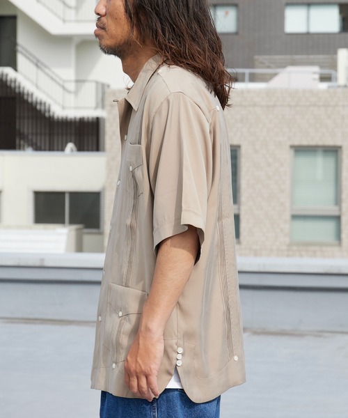 DAN RIVER（ダンリバー ）の「DAN RIVER/ダンリバー CUBA SHIRT キューバシャツ 半袖 ポケットデザイン ピンタック とろみシャツ メンズ 速乾 防シワ イージーケア 秋 秋服 2026年秋冬（シャツ/ブラウス・メンズ・ブラック/カーキ・M/L）」の18枚目の写真