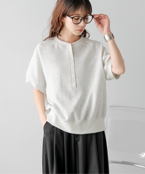 SUGAR BISKET（シュガービスケット）の「ヘンリーネックトップス（Tシャツ/カットソー・レディース・ベージュ/ブラック/杢グレー・フリー）」の5枚目の写真