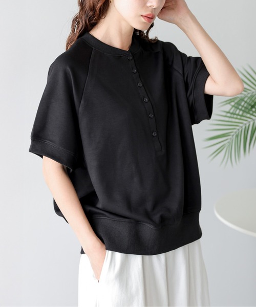 SUGAR BISKET（シュガービスケット）の「ヘンリーネックトップス（Tシャツ/カットソー・レディース・ベージュ/ブラック/杢グレー・フリー）」の8枚目の写真