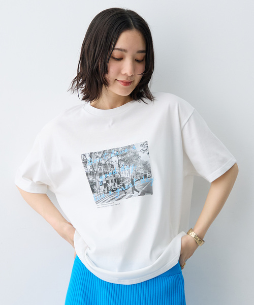 anyfee(エニフィー)の「【anyfee/大きいサイズ】選べる2柄・多機能プリント半袖Tシャツ《接触冷感・遮熱機能》(Tシャツ/カットソー・レディース・チャコール/オフホワイト/ホワイト/ダークグレー・LL/5L/3L/4L)」の2枚目の写真