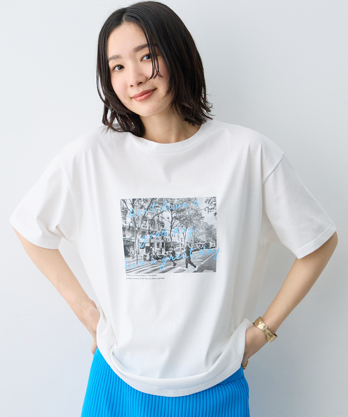 anyfee(エニフィー)の「【anyfee/大きいサイズ】選べる2柄・多機能プリント半袖Tシャツ《接触冷感・遮熱機能》(Tシャツ/カットソー・レディース・チャコール/オフホワイト/ホワイト/ダークグレー・LL/5L/3L/4L)」の5枚目の写真