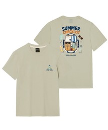 サマーキットバックプリンティンググラフィック半袖Tシャツ