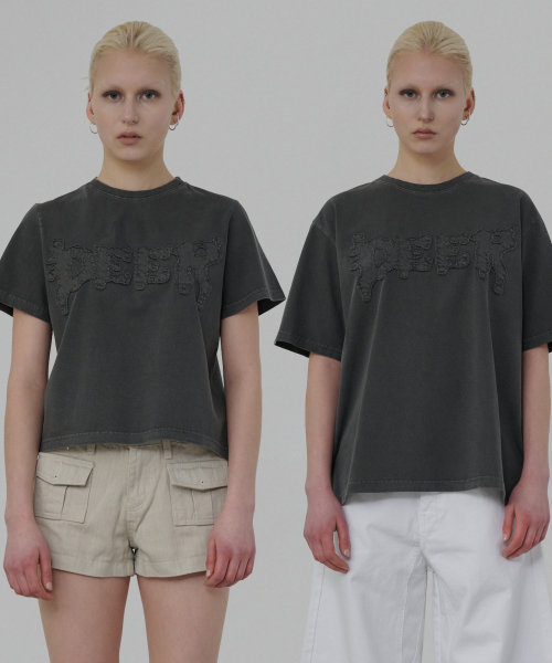 DEARMYDEER（ディアマイディア）の「DEER アプリケピグメントTシャツ (チャコール)（Tシャツ/カットソー・レディース・その他・SMALL/LARGE）」の2枚目の写真