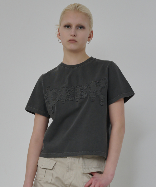 DEARMYDEER（ディアマイディア）の「DEER アプリケピグメントTシャツ (チャコール)（Tシャツ/カットソー・レディース・その他・SMALL/LARGE）」の3枚目の写真