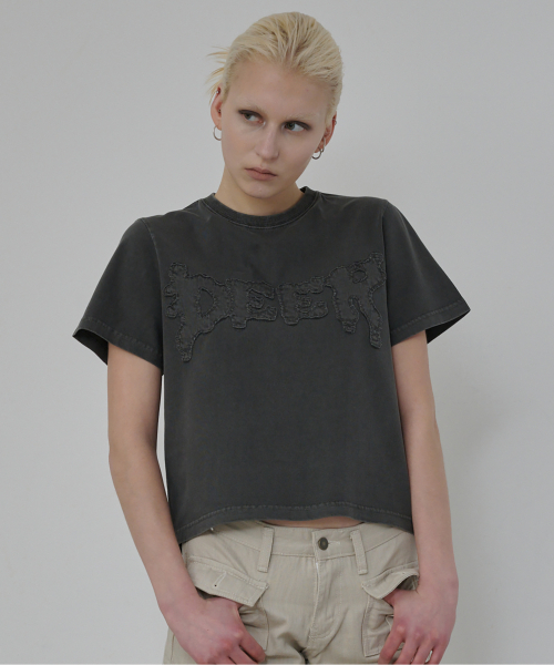 DEARMYDEER（ディアマイディア）の「DEER アプリケピグメントTシャツ (チャコール)（Tシャツ/カットソー・レディース・その他・SMALL/LARGE）」の4枚目の写真