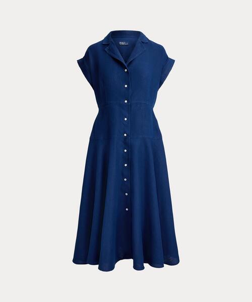 POLO RALPH LAUREN（ポロ ラルフ ローレン）の「リネン キャップスリーブ シャツドレス（シャツワンピース・レディース・ブルー・2/0/6）」の8枚目の写真