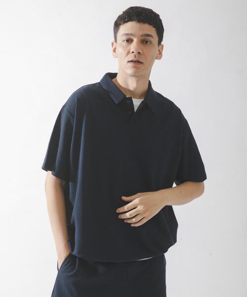 セール】カットシアサッカー襟付きプルオーバー（Tシャツ/カットソー
