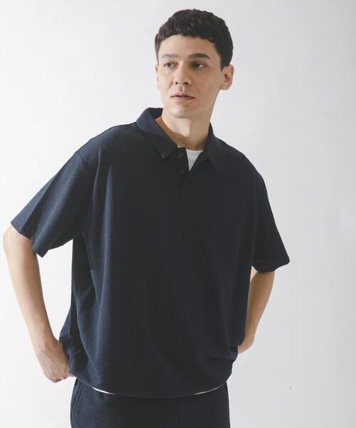 URBAN RESEARCH Sonny Label(アーバンリサーチサニーレーベル)の「カットシアサッカー襟付きプルオーバー(Tシャツ/カットソー・メンズ・ネイビー/ブラック・MEDIUM/LARGE)」の4枚目の写真