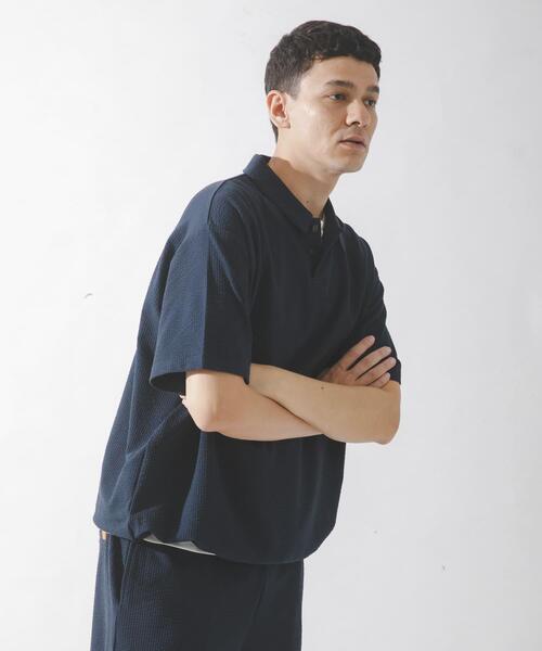 URBAN RESEARCH Sonny Label(アーバンリサーチサニーレーベル)の「カットシアサッカー襟付きプルオーバー(Tシャツ/カットソー・メンズ・ネイビー/ブラック・MEDIUM/LARGE)」の6枚目の写真