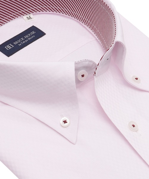 TOKYO SHIRTS（トウキョウシャツ）の「【吸水速乾】 形態安定ノンアイロン ボタンダウン 半袖ビジネスワイシャツ（ビジネスシャツ・メンズ・ピンク・首回り39cm/首回り37cm/首回り43cm/首回り42cm/首回り41cm）」の2枚目の写真