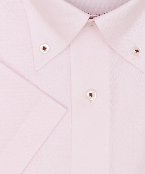 TOKYO SHIRTS（トウキョウシャツ）の「【吸水速乾】 形態安定ノンアイロン ボタンダウン 半袖ビジネスワイシャツ（ビジネスシャツ・メンズ・ピンク・首回り39cm/首回り37cm/首回り43cm/首回り42cm/首回り41cm）」の3枚目の写真