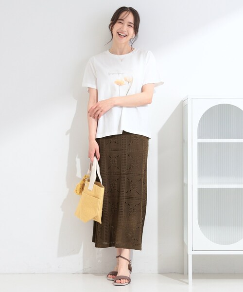 SHOO・LA・RUE（シューラルー）の「【洗濯機可】クロシェ編みが華やか ニットナロースカート（スカート・レディース・アイボリー/ブラック/ブラウン系・00）」の13枚目の写真