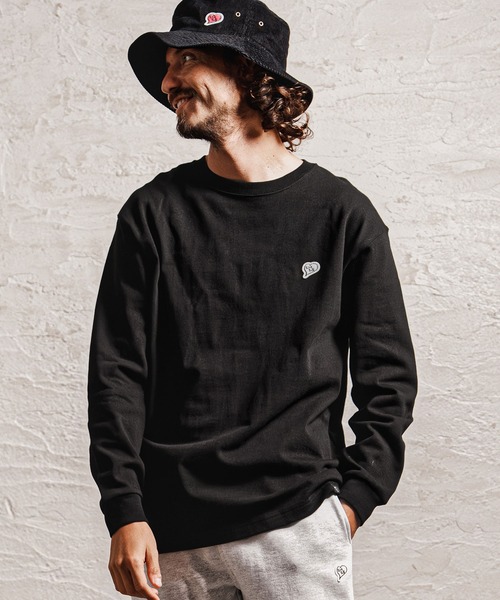 1minute 1second(ワンミニットワンセカンド)の「mlt5753-10oz heart patch long sleeve cut sew ロングスリーブカットソー(1M26A280)(Tシャツ/カットソー・メンズ・ネイビー/ブラック/ホワイト・M/L/XL)」の1枚目の写真