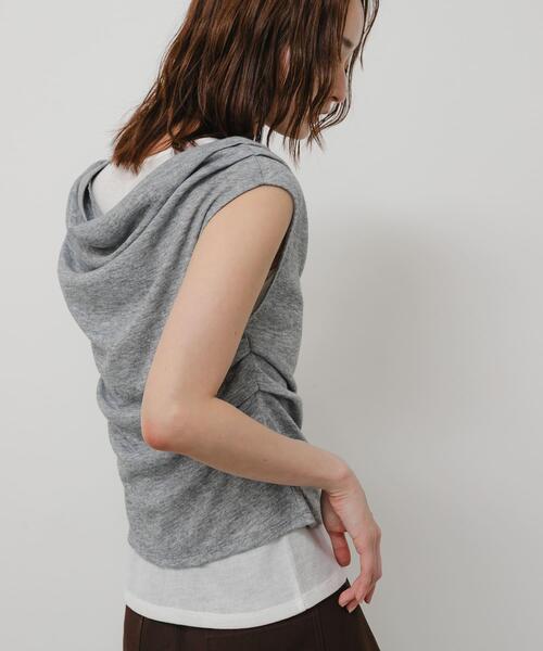 SENSE OF PLACE by URBAN RESEARCH(センスオブプレイスバイアーバンリサーチ)の「レイヤードドレープカットソー(タンクトップ・レディース・アイボリー/グレー/ブラック・ONE)」の9枚目の写真
