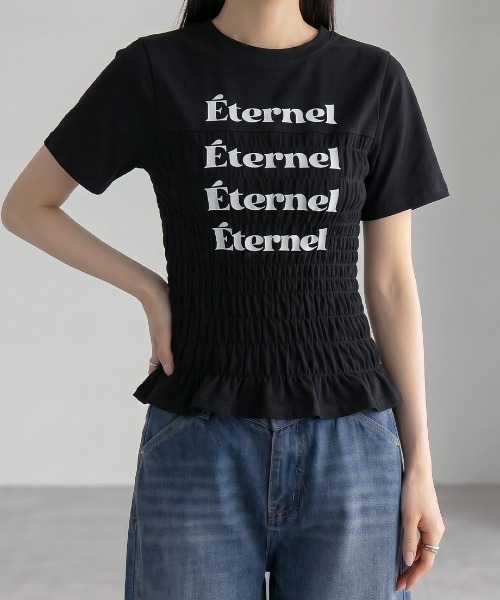 Nulli(ヌリ)の「シャーリングロゴTシャツ(Tシャツ/カットソー・レディース・ネイビー/ブラック/オフホワイト/グレー・FREE)」の21枚目の写真