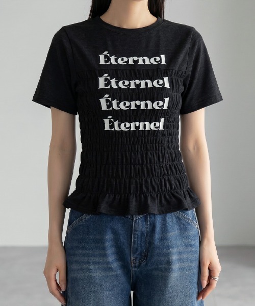 Nulli(ヌリ)の「シャーリングロゴTシャツ(Tシャツ/カットソー・レディース・ネイビー/ブラック/オフホワイト/グレー・FREE)」の19枚目の写真
