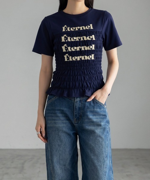 Nulli(ヌリ)の「シャーリングロゴTシャツ(Tシャツ/カットソー・レディース・ネイビー/ブラック/オフホワイト/グレー・FREE)」の17枚目の写真