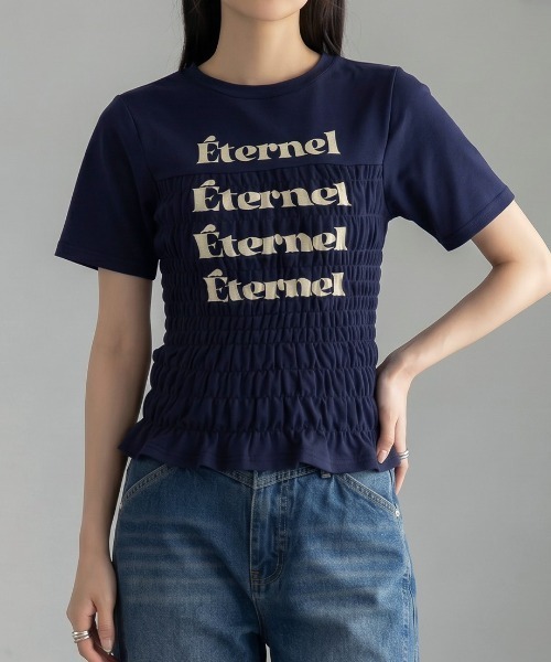 Nulli(ヌリ)の「シャーリングロゴTシャツ(Tシャツ/カットソー・レディース・ネイビー/ブラック/オフホワイト/グレー・FREE)」の18枚目の写真