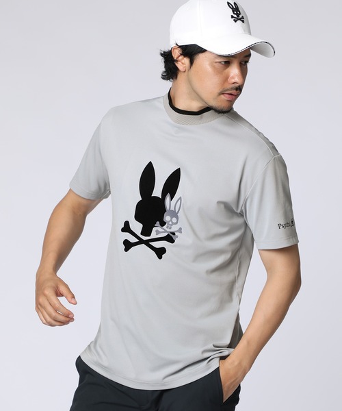 Psycho Bunny（サイコバニー）の「[GOLF]吸水速乾 フロッキープリント モックネックTシャツ（Tシャツ/カットソー・メンズ・ライトグレー/ブルー/ブラック・LARGE/MEDIUM/X-LARGE）」の3枚目の写真