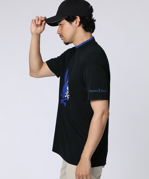 Psycho Bunny（サイコバニー）の「[GOLF]吸水速乾 フロッキープリント モックネックTシャツ（Tシャツ/カットソー・メンズ・ライトグレー/ブルー/ブラック・LARGE/MEDIUM/X-LARGE）」の4枚目の写真