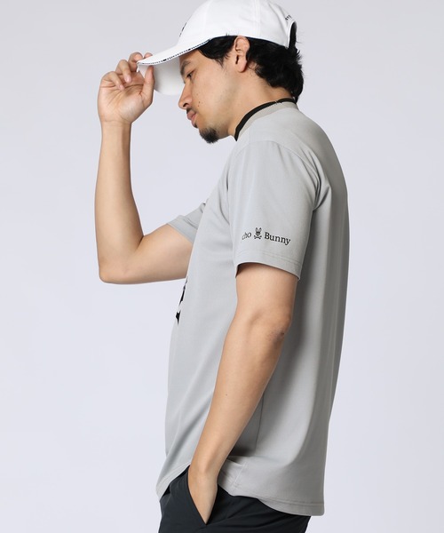 Psycho Bunny（サイコバニー）の「[GOLF]吸水速乾 フロッキープリント モックネックTシャツ（Tシャツ/カットソー・メンズ・ライトグレー/ブルー/ブラック・LARGE/MEDIUM/X-LARGE）」の9枚目の写真