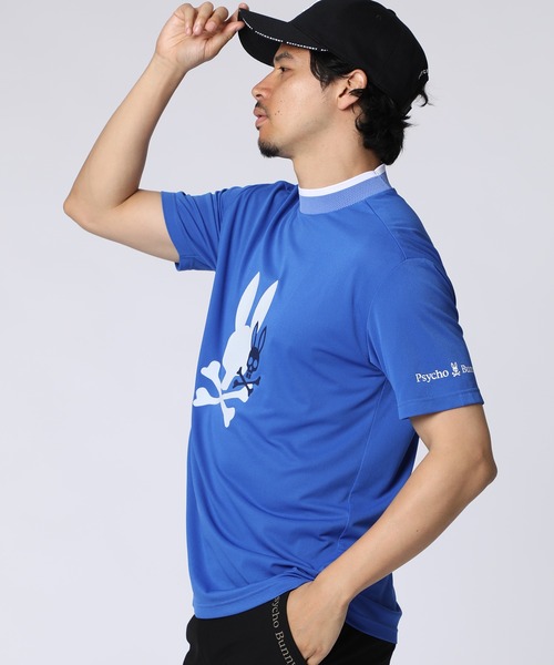Psycho Bunny（サイコバニー）の「[GOLF]吸水速乾 フロッキープリント モックネックTシャツ（Tシャツ/カットソー・メンズ・ライトグレー/ブルー/ブラック・LARGE/MEDIUM/X-LARGE）」の14枚目の写真