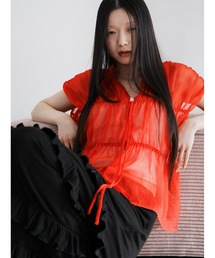 triple shirring sleeveless blouse