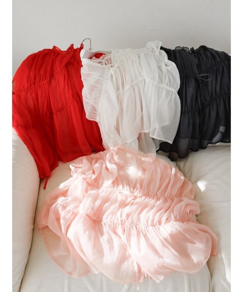Katrin TOKYO（カトリーントーキョー）の「triple shirring sleeveless blouse（シャツ/ブラウス・レディース・ピンク/チャコールグレー/レッド/ホワイト・XS/FREE）」の5枚目の写真